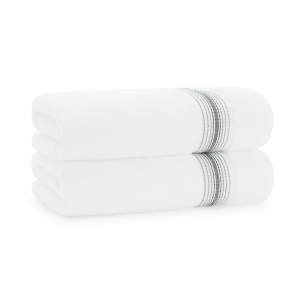 Monarch Brands Turkish Bath Towels, 30in x 60in, Striped , Sage Green, 2PK - PNP-BT-STT-3060-18-SGE