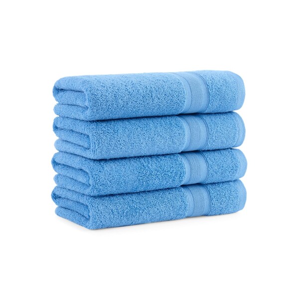 Monarch Brands Aegean Recycled Hand Towels 18in x 30in - Solid, Blue, 4PK - P-HT-RO-1830-BL