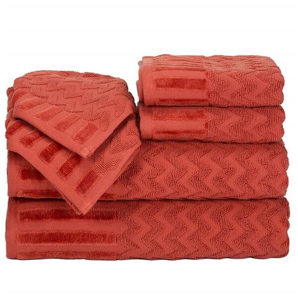 Bedford Home Bedford Home 67A-27551 6 Piece Cotton Deluxe Plush Bath Towel Set - Brick - 67A-27551