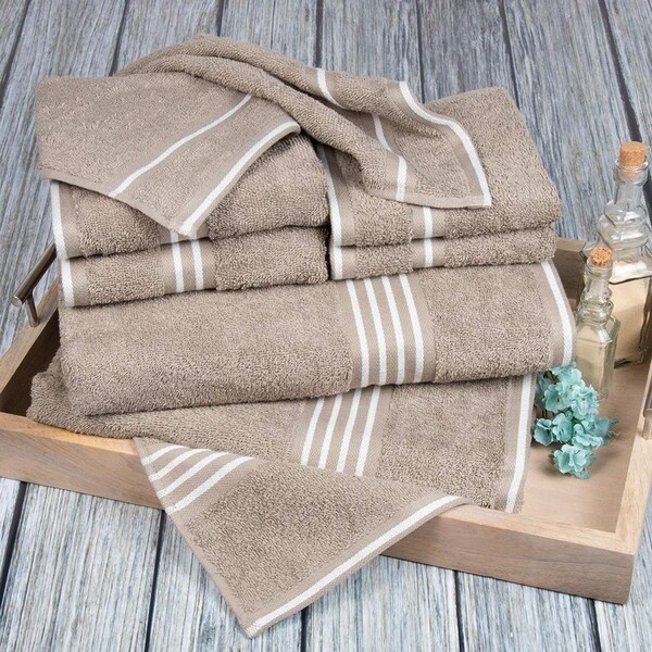 Bedford Home Rio 8 Piece Cotton Towel Set, Taupe - 67A-53574