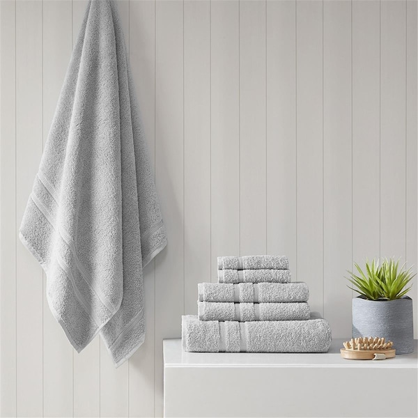 510 Design Grey 100 Percent Turkish Cotton Towel Set, 6 Piece - 5DS73-0234