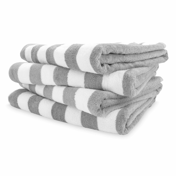 Monarch Brands California Cabana Towels, 30in x 70in , Gray, 4PK - PNP-CABANA-GY
