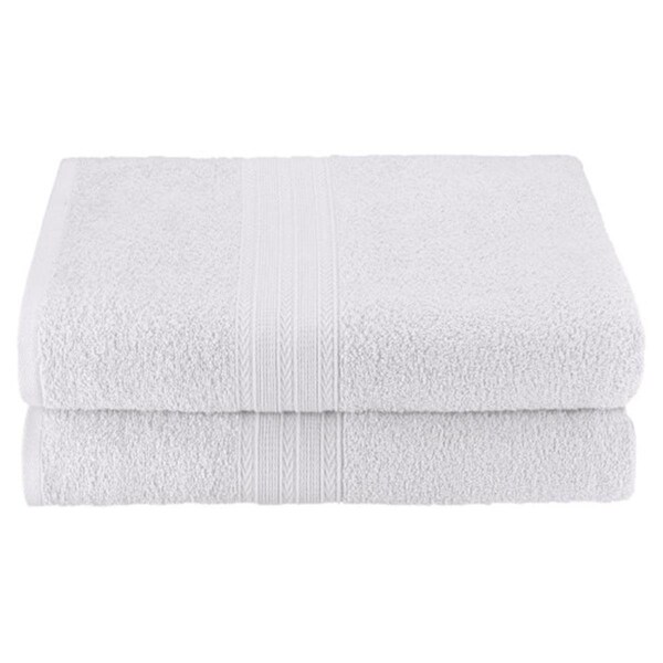 Superior Eco-Friendly 100 Percent Ringspun Cotton Bath Sheet Towel Set - White, 2 Pieces - EF-BSHEET WH