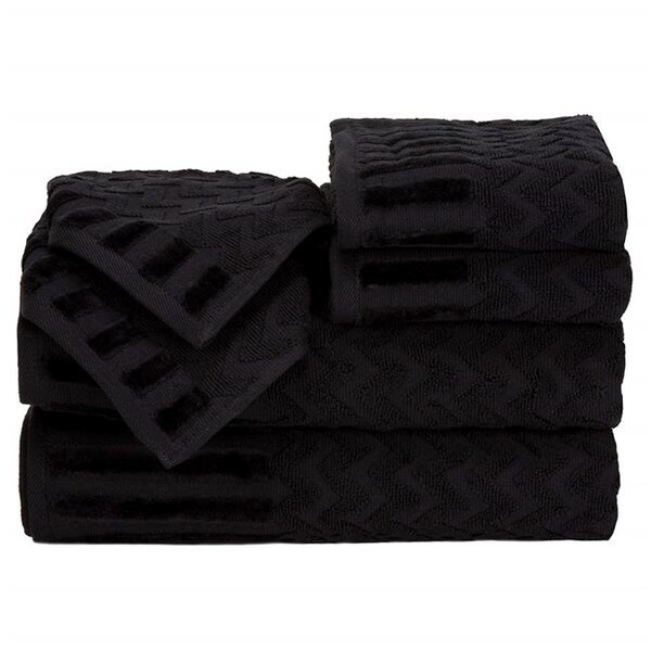 Bedford Home Bedford Home 67A-27544 6 Piece Cotton Deluxe Plush Bath Towel Set - Black - 67A-27544
