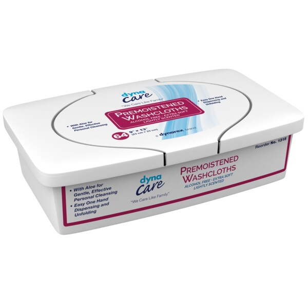Dynarex Premoistened Adult Washcloths - 9" x 13" - Tub - 1318