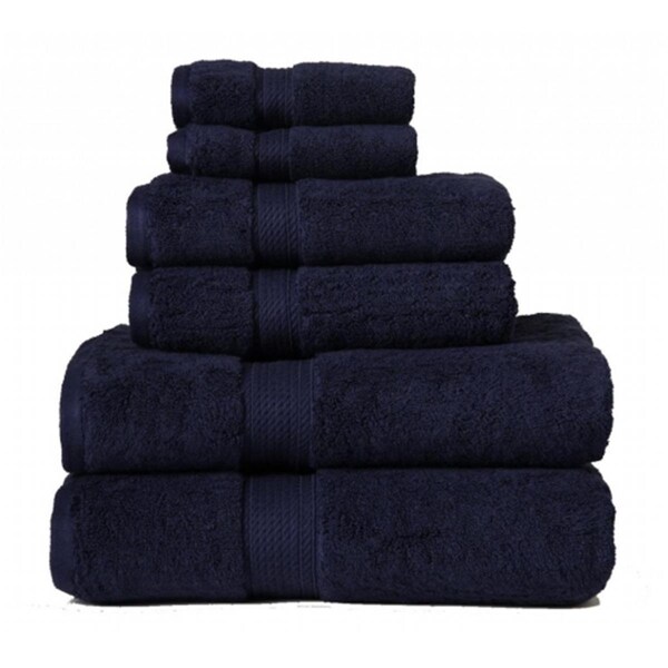Superior 900GSM Combed Cotton 6-Piece Towel Set  Navy Blue - 900GSM 6 PC SET NB