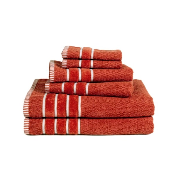 Hastings Home Combed Cotton 6-piece Set with 2 Bath Towels, 2 Hand Towels and 2 Washcloths, Brick Orange - 344565CBZ