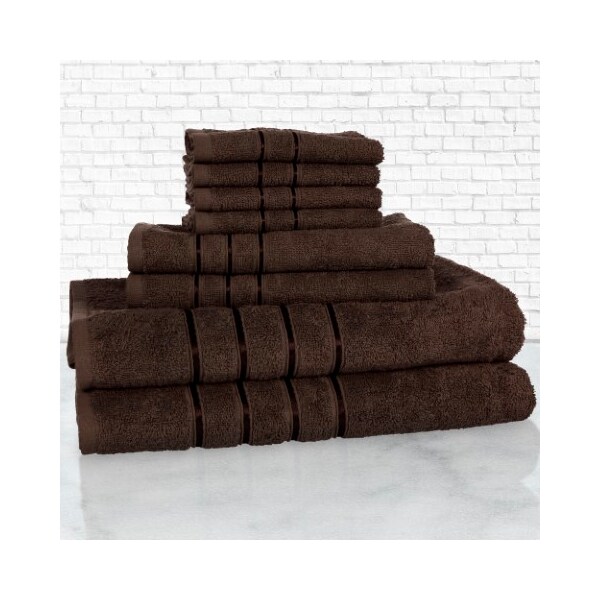 Hastings Home Hastings Home 8 Piece 100 Percent Cotton Plush Bath Towel Set Choc - 181608FEE