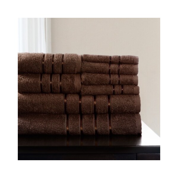 Hastings Home Hastings Home 8 Piece 100 Percent Cotton Plush Bath Towel Set Choc - 181608FEE
