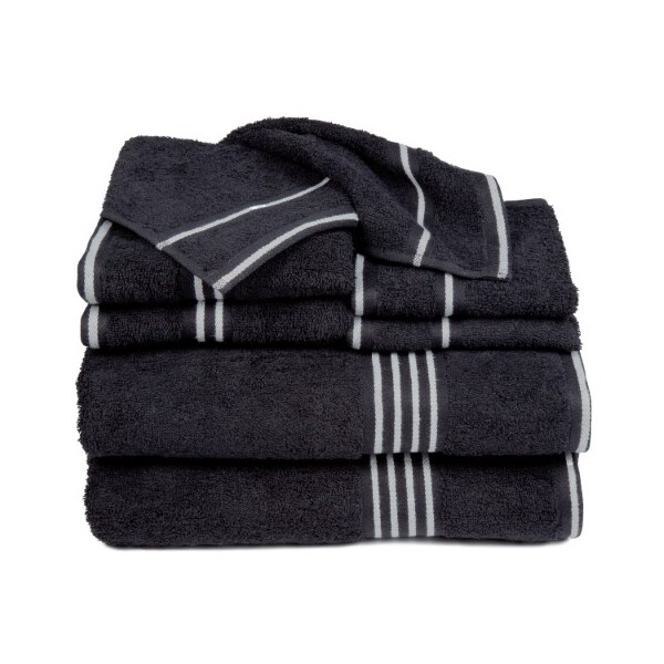 Hastings Home Hastings Home Rio 8 Piece 100 Percent Cotton Towel Set - Black - 547837BNU