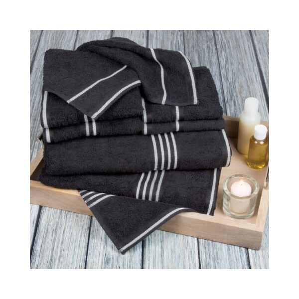 Hastings Home Hastings Home Rio 8 Piece 100 Percent Cotton Towel Set - Black - 547837BNU