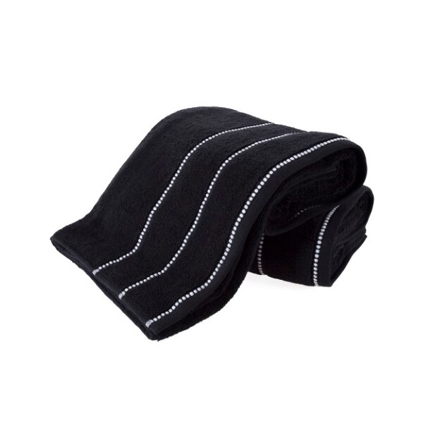 Hastings Home 2-piece Luxury Cotton Towel Set, Bath Sheet Made from 100% Zero Twist Cotton, (Black/White) - 179637EKH