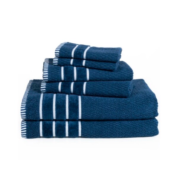 Hastings Home 6-piece 100-percent Cotton Towel Set with 2 Bath Towels, 2 Hand Towels and 2 Washcloths (Navy) - 687553DWF