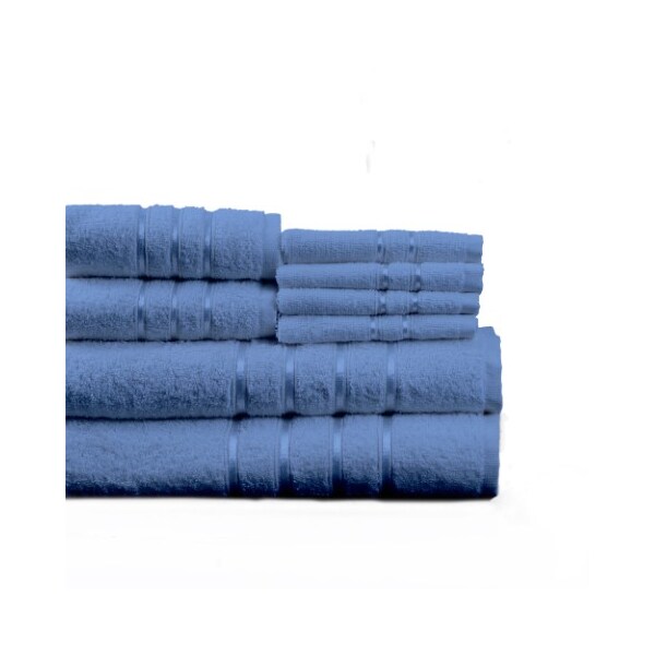 Hastings Home Hastings Home 8 Piece 100 Percent Cotton Plush Bath Towel Set - Blue - 396654UEF