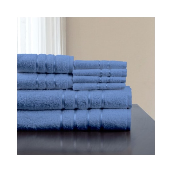 Hastings Home Hastings Home 8 Piece 100 Percent Cotton Plush Bath Towel Set - Blue - 396654UEF