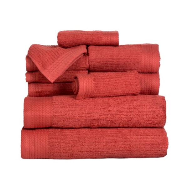 Hastings Home Hastings Home Ribbed 100 Percent Cotton 10 Piece Towel Set - Brick - 765411MZO