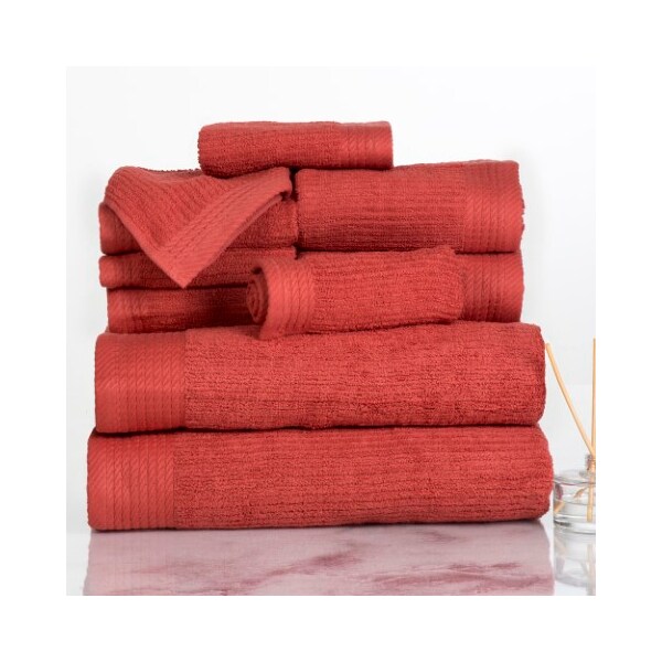 Hastings Home Hastings Home Ribbed 100 Percent Cotton 10 Piece Towel Set - Brick - 765411MZO