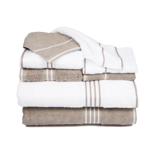 Hastings Home Hastings Home Rio 8 Piece 100 Percent Cotton Towel Set - White and Taupe - 359761ZEY