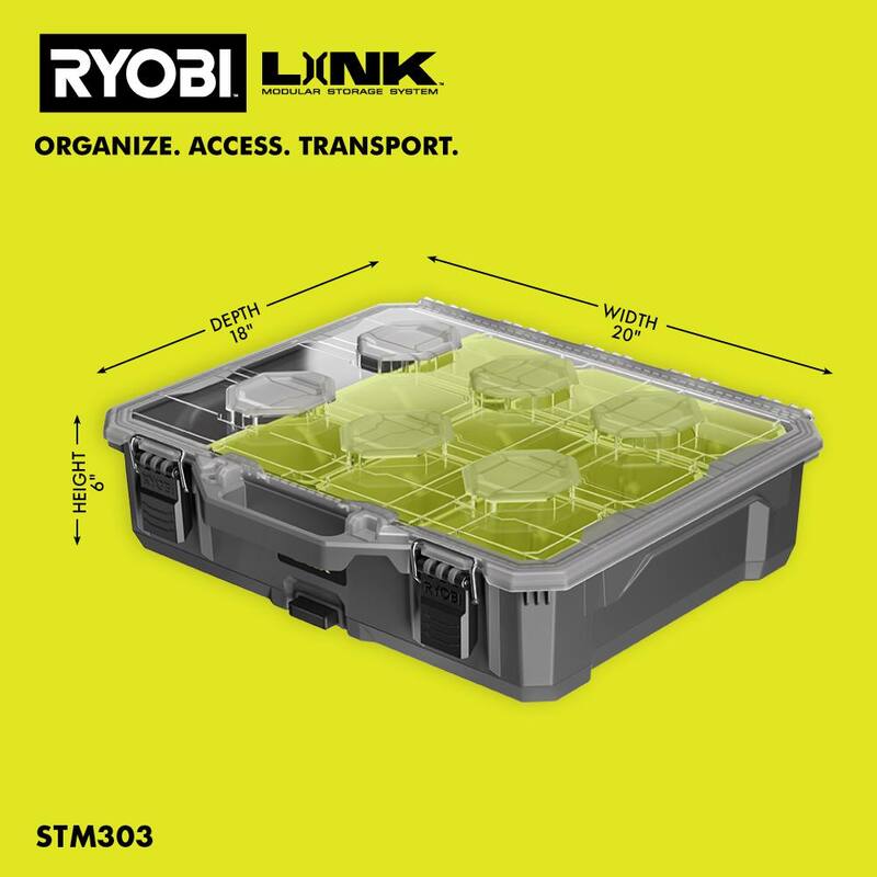 RYOBI LINK 10-Compartment Modular Small Parts Organizer Tool Box - STM303