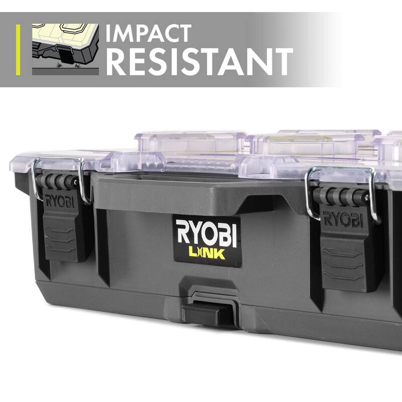 RYOBI LINK 10-Compartment Modular Small Parts Organizer Tool Box - STM303