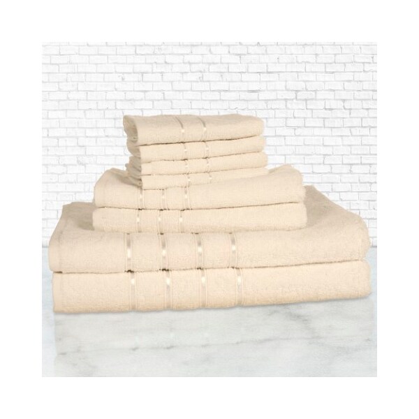 Hastings Home Hastings Home 8 Piece 100 Percent Cotton Plush Bath Towel Set - Bone - 294370ARS