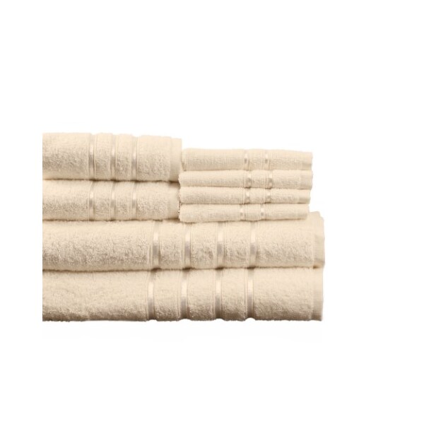 Hastings Home Hastings Home 8 Piece 100 Percent Cotton Plush Bath Towel Set - Bone - 294370ARS