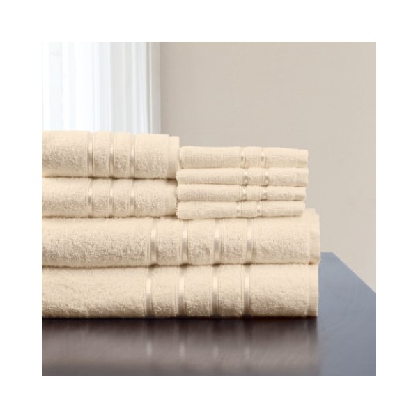 Hastings Home Hastings Home 8 Piece 100 Percent Cotton Plush Bath Towel Set - Bone - 294370ARS