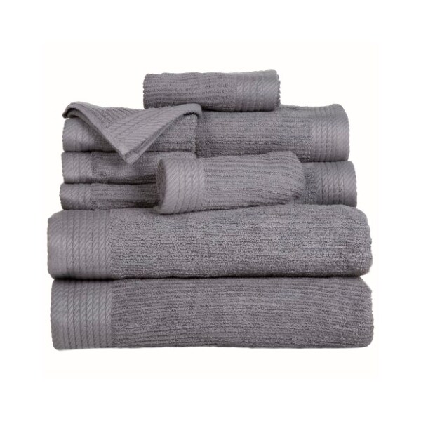 Hastings Home Hastings Home Ribbed 100 Percent Cotton 10 Piece Towel Set - Silver - 538243LUM