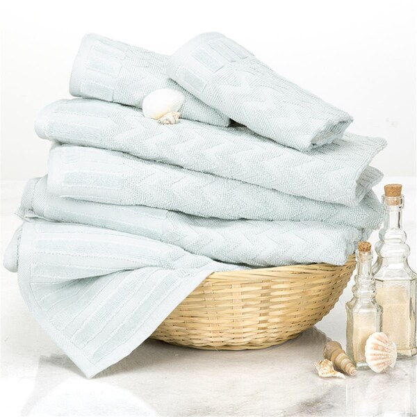 Daphnes Dinnette Chevron 100 Percent Cotton Towel Set Seafoam - 6 Piece - DA3232898