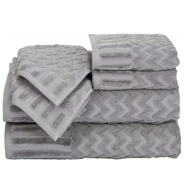 Bedford Home Bedford Home 67A-27605 6 Piece Cotton Deluxe Plush Bath Towel Set - Silver - 67A-27605