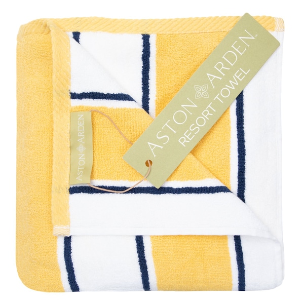 Aston & Arden Beach Towels Yellow/Navy ( 1 Each) - BT-PINSTR-25YN