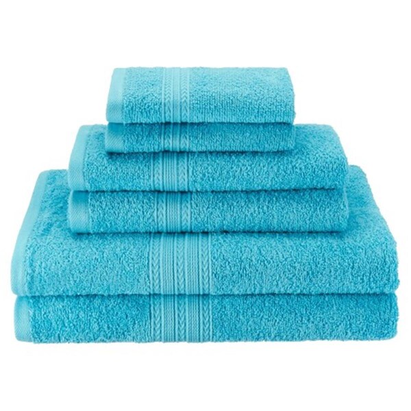 Superior Eco-Friendly 100 Percent Ringspun Cotton Towel Set - Turquoise, 6 Pieces - EF-6 PC SET TQ