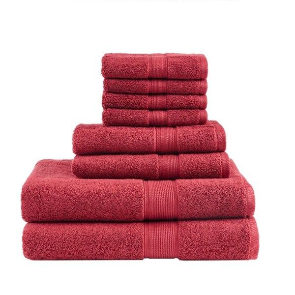 Madison Park Signature 100 Precent Cotton 8 Piece Towel Set, Red, 8PK - MPS73-412
