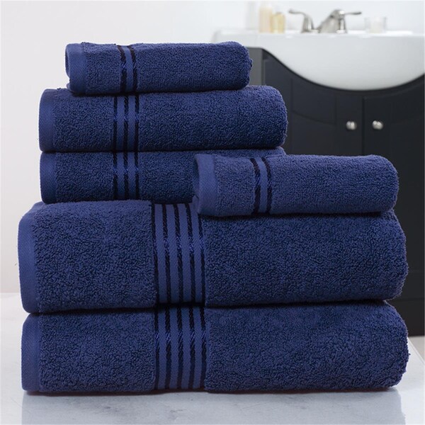 Daphnes Dinnette Cotton 100 Percent Hotel Towel Set Navy - 6 Piece - DA3305489