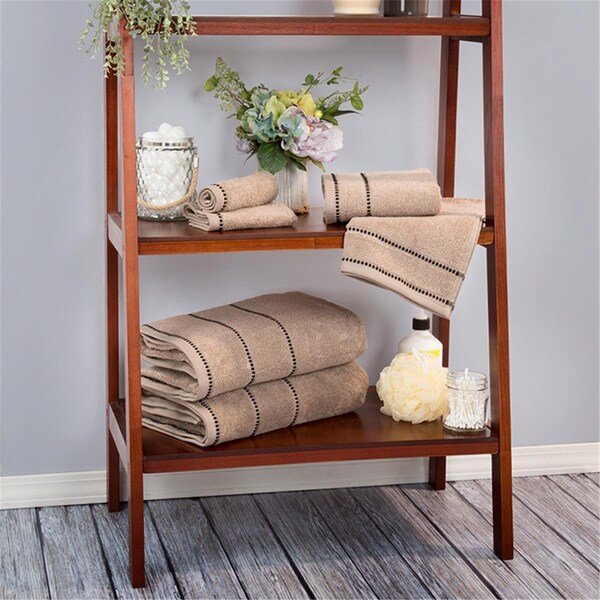 Kd Vestidor Luxury Cotton Towel Set- Quick Dry Zero Twist & Soft Set Taupe & Black - 6 Piece - KD3253078