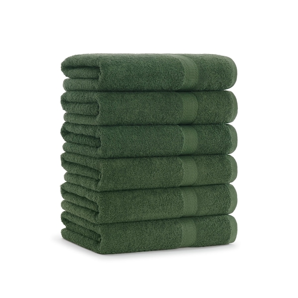 Monarch Brands True Color Bath Towels , Green, 6PK - P-BATH-HG-6