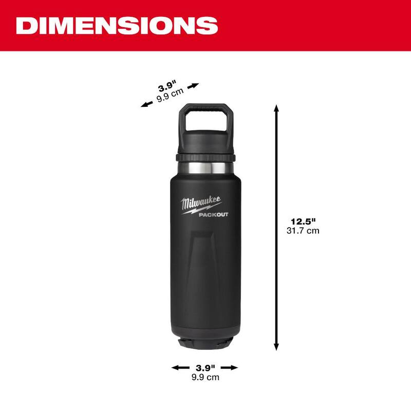 Milwaukee PACKOUT Black 36 oz. Insulated Bottle W/Chug Lid - 48-22-8397B