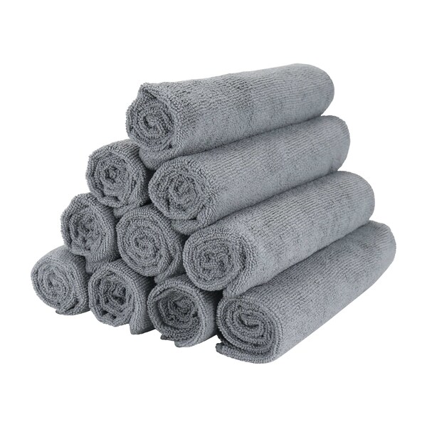 Monarch Brands Microfiber Hand Towels, 16in x 27in - Grey, 12PK - PNP915105GRE