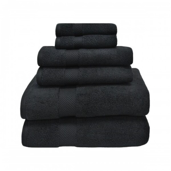 Superior Zero Twist Cotton Towel Set - Black, 6 Pieces - ZT 6 PC SET BK