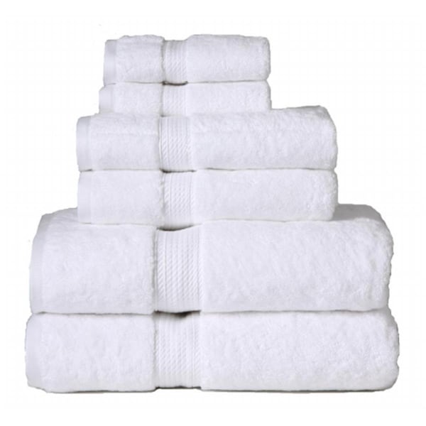 Superior 900GSM Egyptian Cotton 6-Piece Towel Set  White - 900GSM 6 PC SET WH