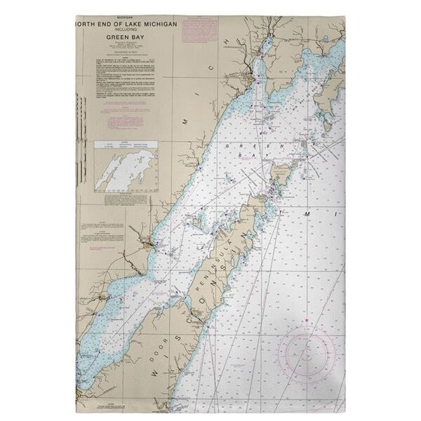 Betsy Drake Betsy Drake GT14902DC 20 x 20 in. Door County; Green Bay; WI Nautical Map Guest Towel - GT14902DC