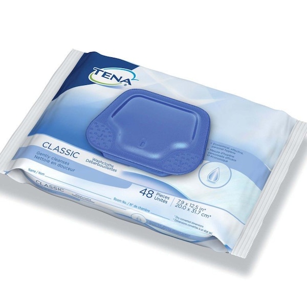 Tena Proskin Classic Tena Classic Disposable Washcloth, Alcohol-Free, Scented, Convenient, Regular Use, 48PK - 65724