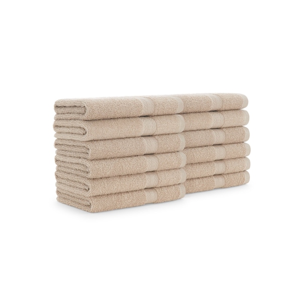 Monarch Brands True Color Hand Towels , Beige, 12PK - P-HAND-BEIGE