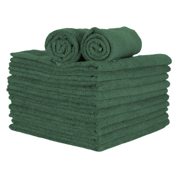 Monarch Brands Microfiber Hand Towels, 15in x 24in - Hunter Green, 12PK - PNP915210HG