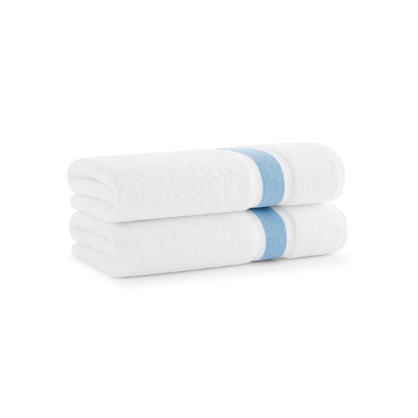 Monarch Brands Aegean Recycled Bath Towels 30in x 60in - Stripe, Blue, 2PK - P-BT-RT-3060-BL