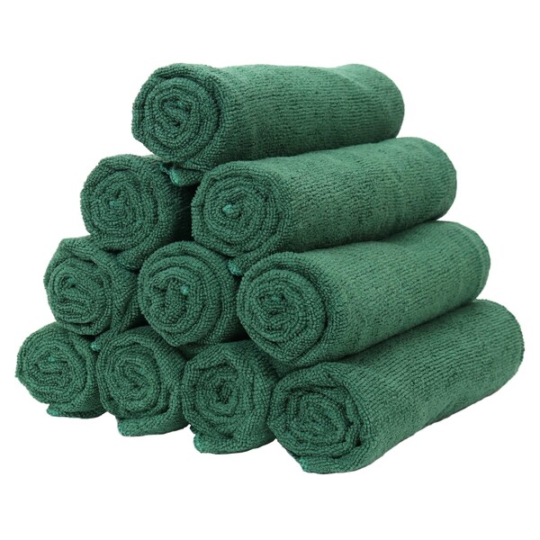 Monarch Brands Microfiber Hand Towels, 16in x 27in - Hunter Green, 12PK - PNP915105HG