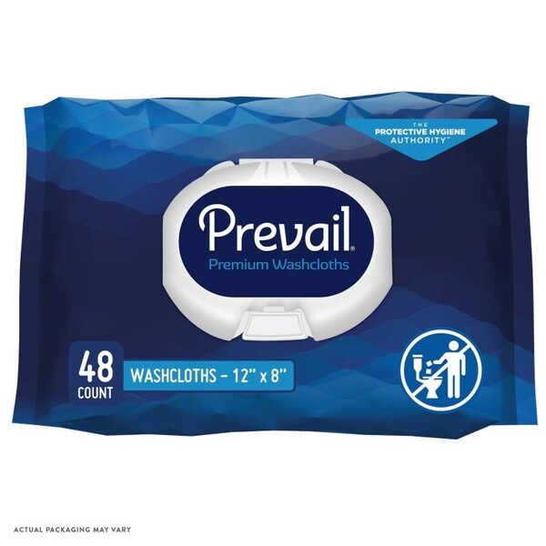 Prevail Adult Washcloths, Soft Pack, Aloe, Vitamin E, 12 in. x 8 in., 576PK - WW-710
