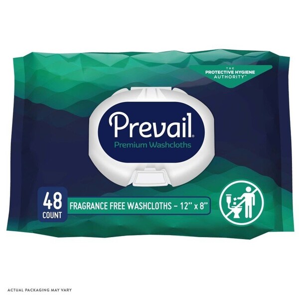 Prevail Adult Washcloths, Soft Pack, Aloe, Vitamin E, 12 in. x 8 in., 48PK - WW-810