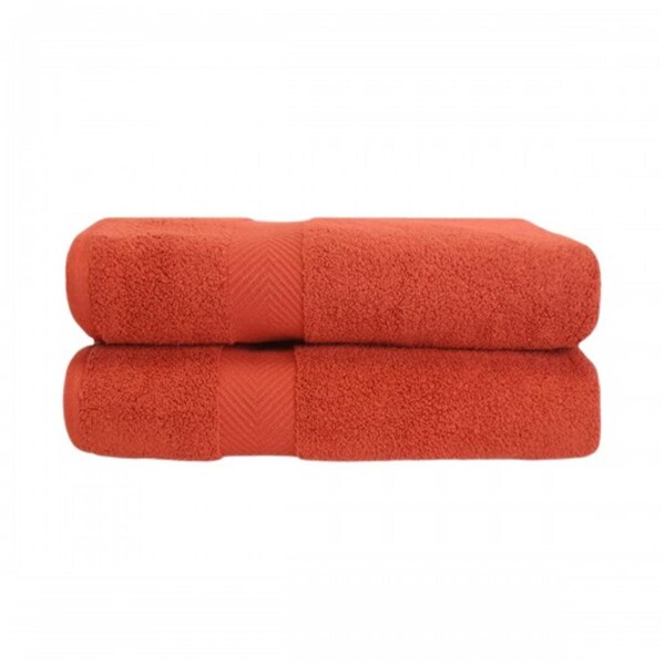 Superior Zero Twist Cotton Bath Towel Set - Brick- 2 Pieces - ZT BTOWEL BR
