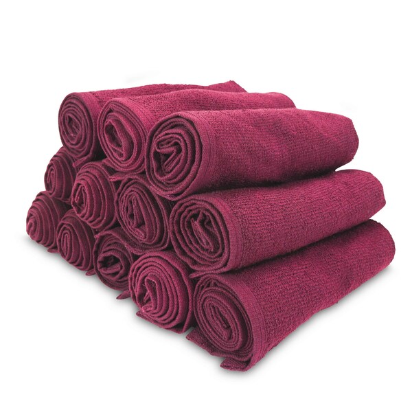 Monarch Brands Salon Towels, 16in x 28in , Burgundy, 144PK - BB-1628-3BUR-CS